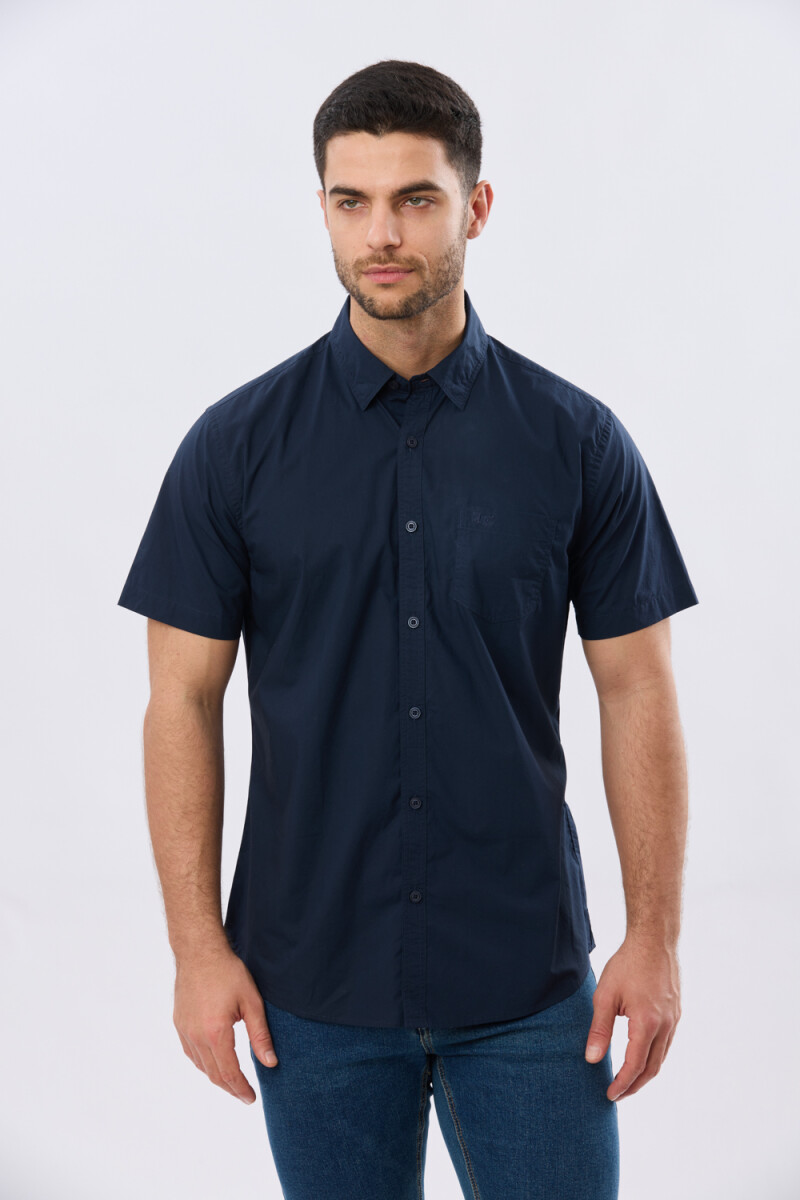 CAMISA LISA DE ALGODÓN - Azul 