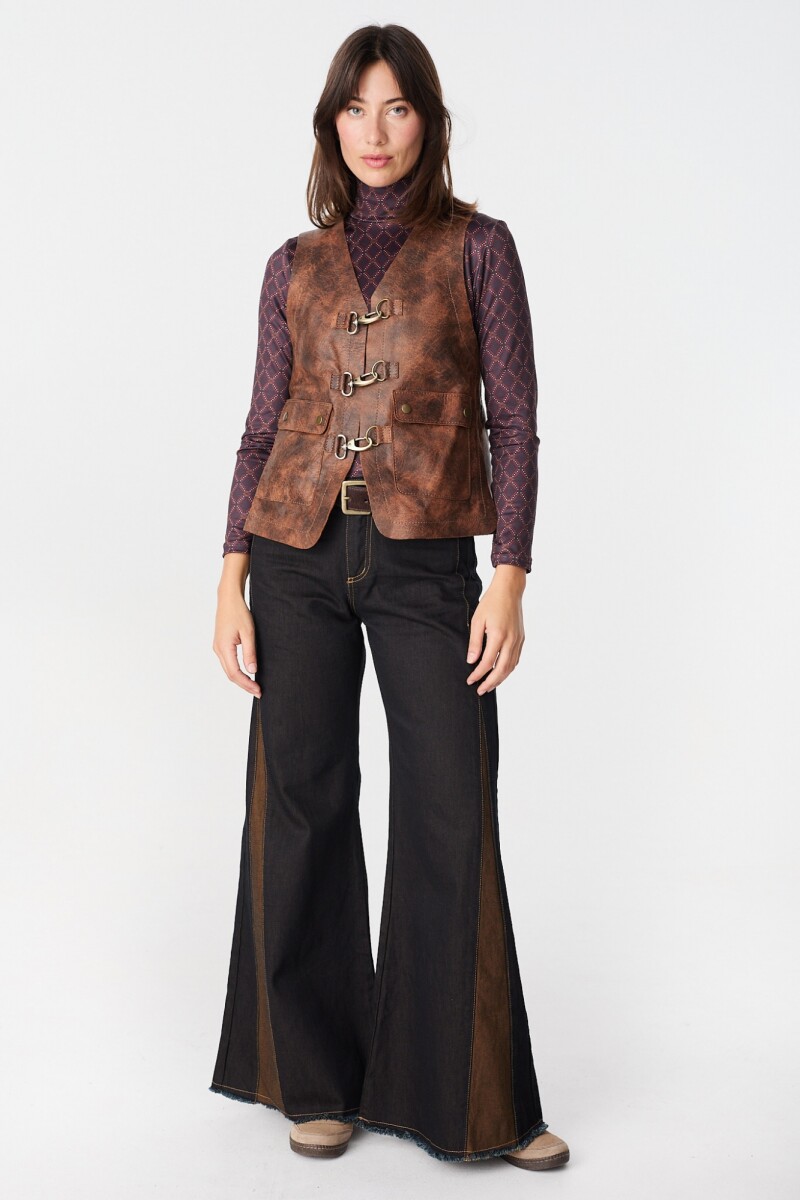 Chaleco Leather Fisher Marron