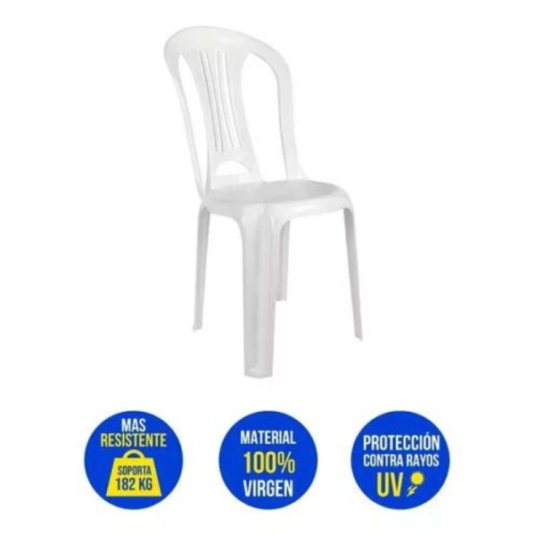 SILLA DE PVC BISTRO MOR SIN POZA BRAZOS - BLANCA SILLA DE PVC BISTRO MOR SIN POZA BRAZOS - BLANCA