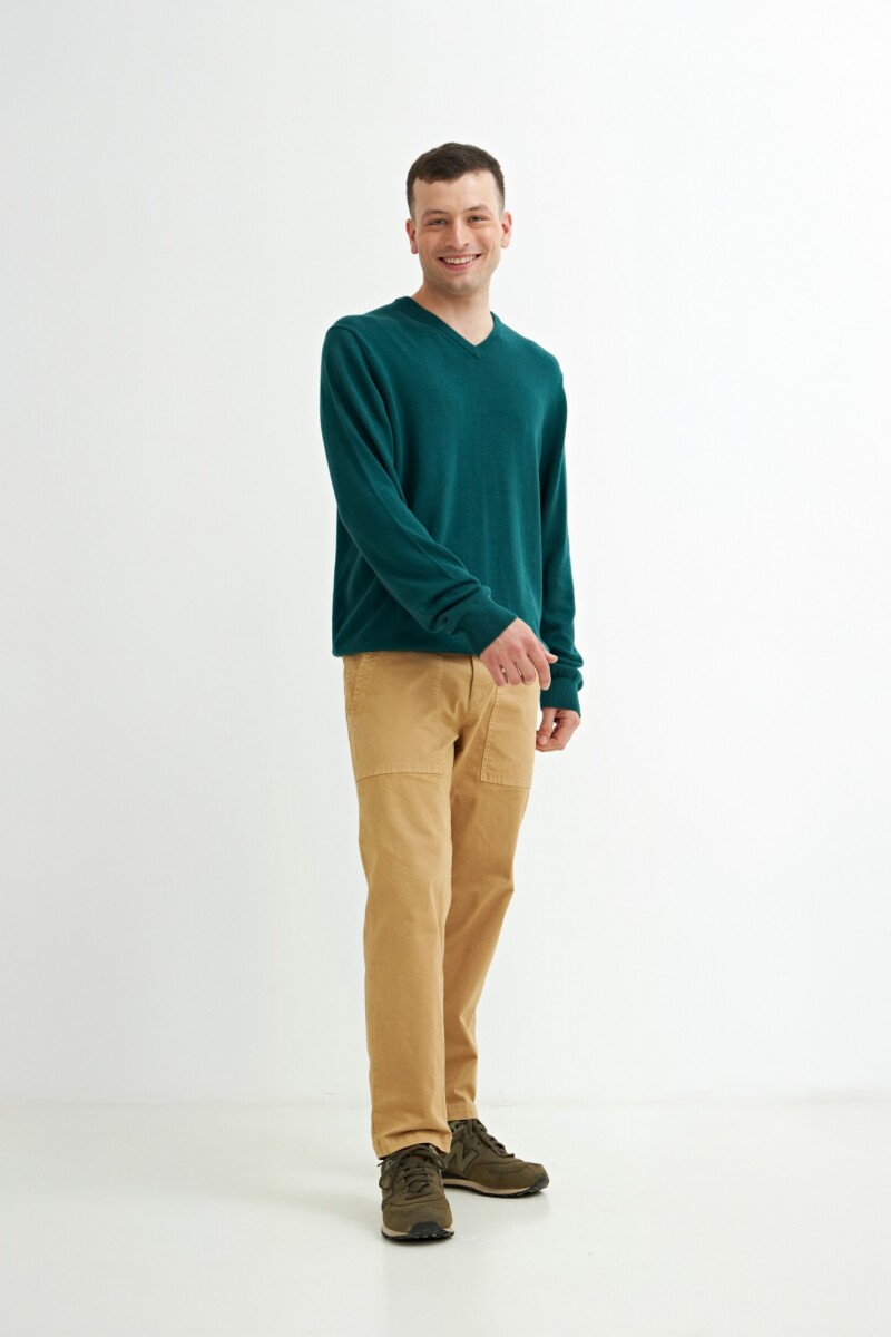 Sweater escote en V VERDE