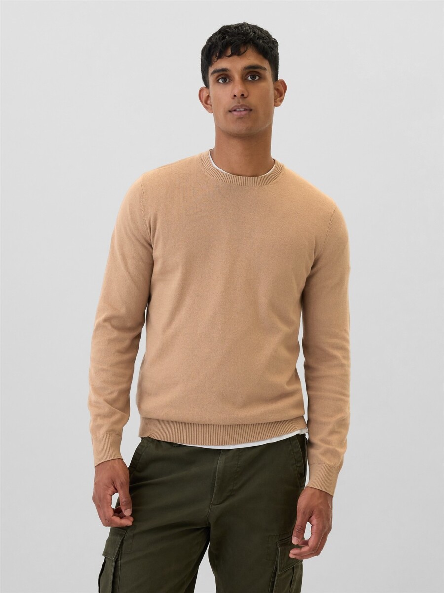 Buzo De Algodón Cuello Redondo Hombre - Camel Hair 