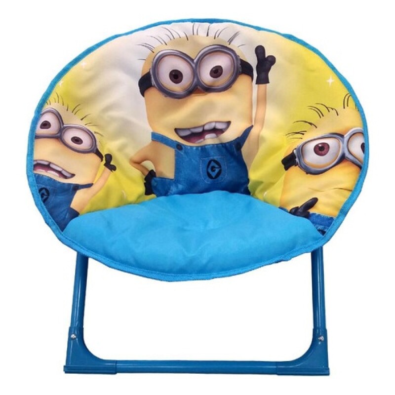 Silla plegable infantil metálica tipo honguito con estampado de personajes Minions