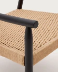 Butaca Yalia de madera maciza roble FSC 100% acabado negro y asiento de cuerda de papel