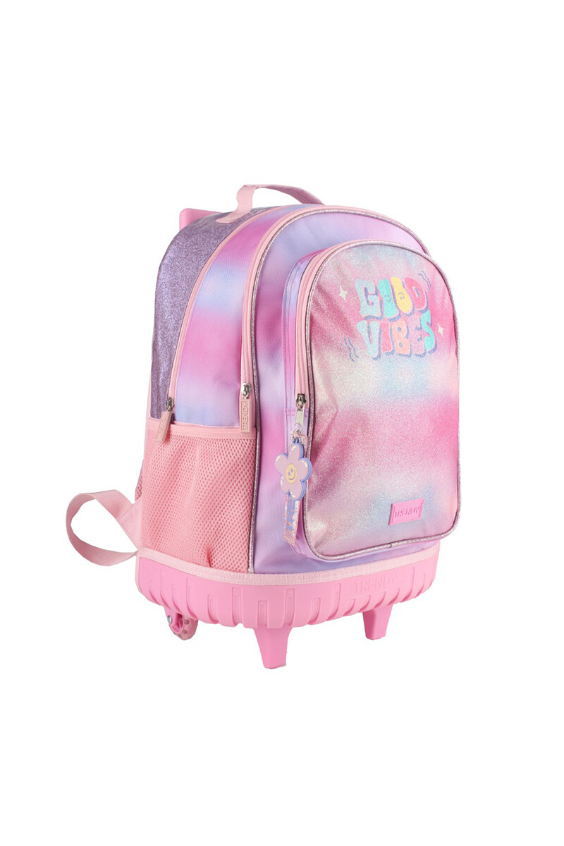 Mochila escolar con ruedas Good Vibes Rosa