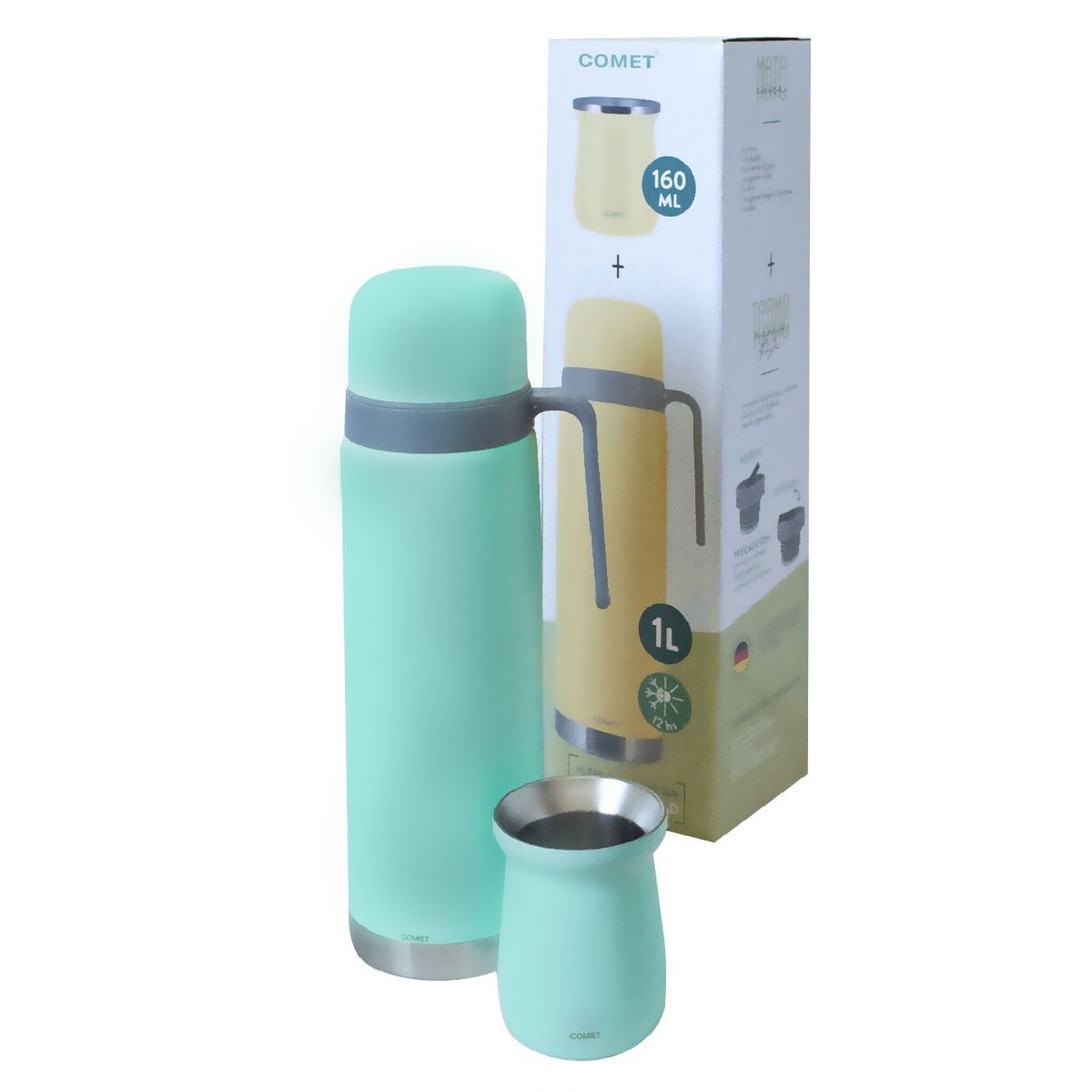 Set Comet Termo 1L Acero Inoxidable + Mate 160ML W10035 - VERDE-CLARO 