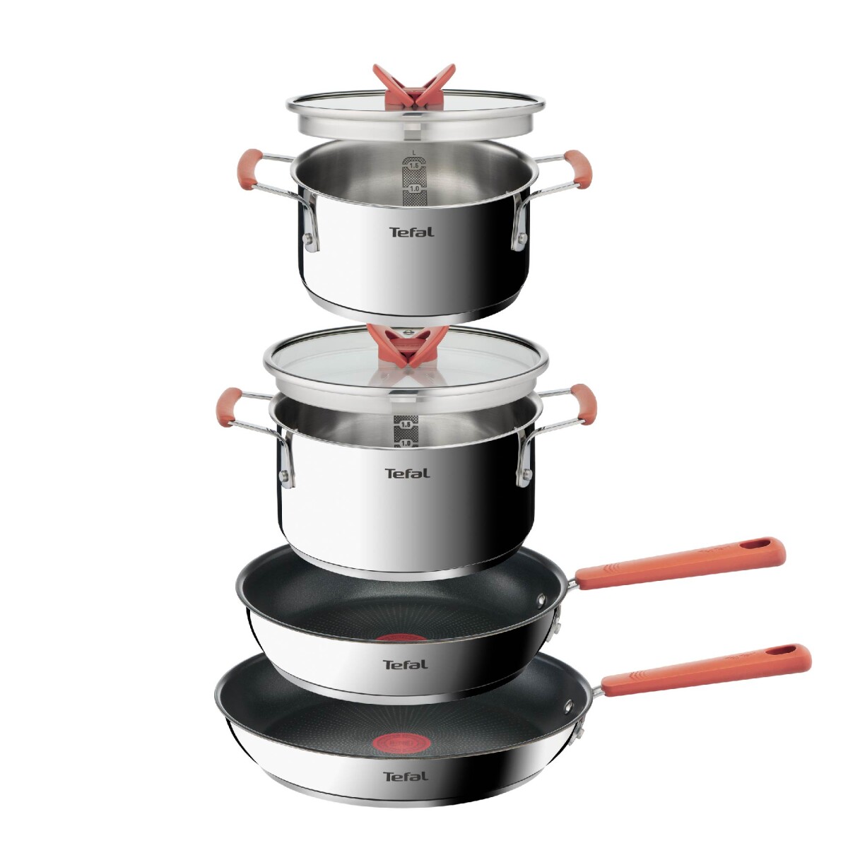 Batería de cocina Tefal Optispace 6 piezas | Acero inoxidable. 