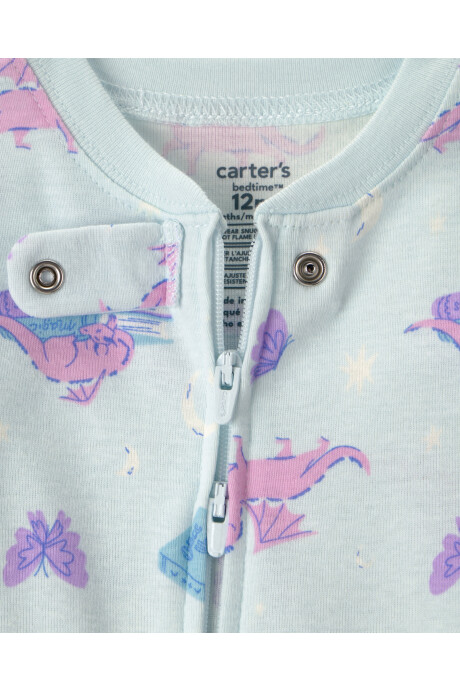 Pijama enterito de algodón con pie, azul, diseño dragones. Talles 12-24M Pijama enterito de algodón con pie, azul, diseño dragones. Talles 12-24M