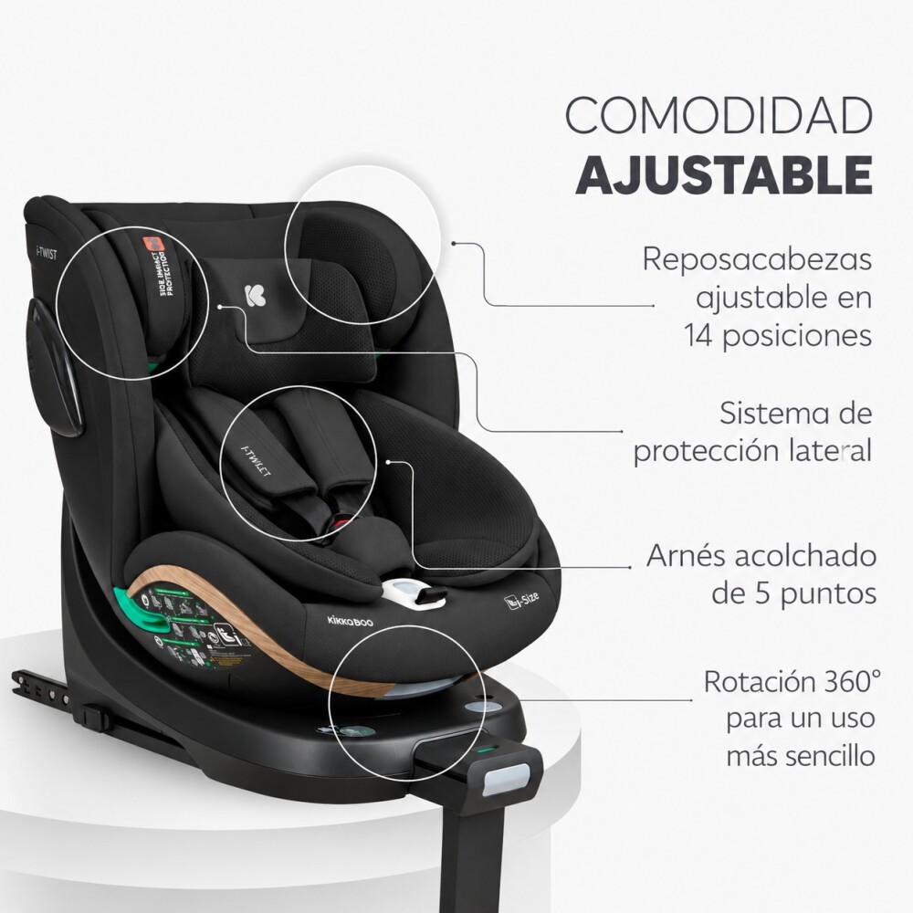 Butaca i-TWIST KIKKABOO ISOFIX 360 0-36kg C LEG SUPPORT - black Butaca i-TWIST KIKKABOO ISOFIX 360 0-36kg C LEG SUPPORT - black