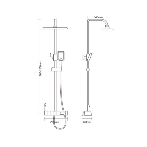 Griferia Barra Ducha Exterior De Aluminio - Color Negro Mate 000
