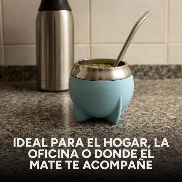Mate Clásico de Acero Inoxidable Diseño Clásico Duradero Color Celeste