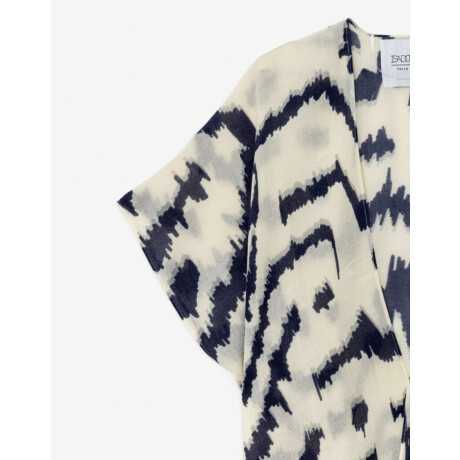 Kimono Estampado Abstracto Combinacion Bicolor