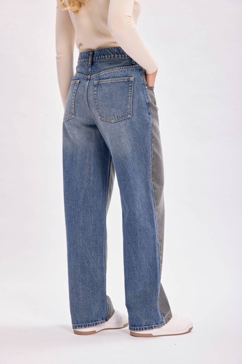 Pantalón jean Bicolor Negro