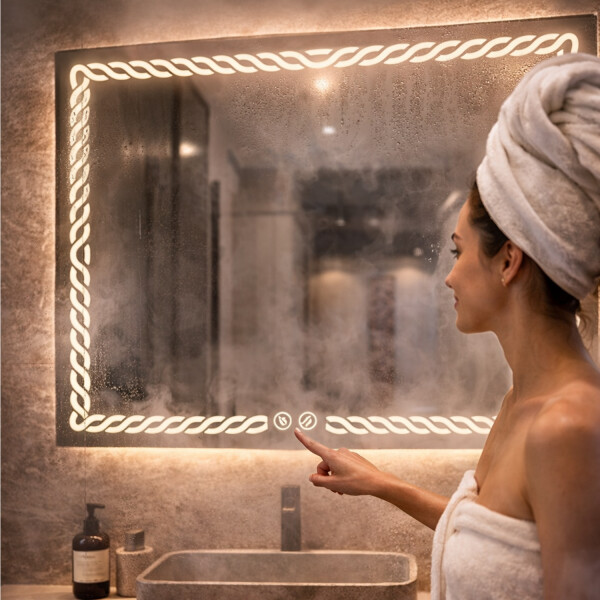 Espejo De Baño Led 60 X 80cm Led12 Desempañador ESPEJO RECTANGULAR LED12 60X80