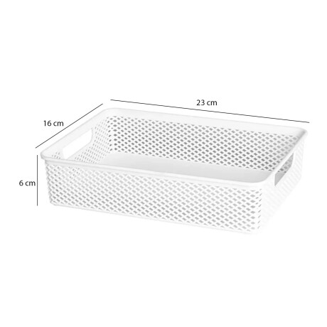 Caja Cesto Organizador en Plástico Calado Línea 23x16x6Cm Blanco