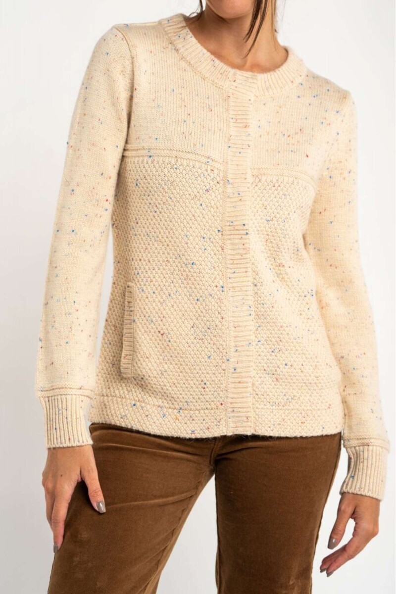 Cardigan Broches Bouttonne - Beige Melange 
