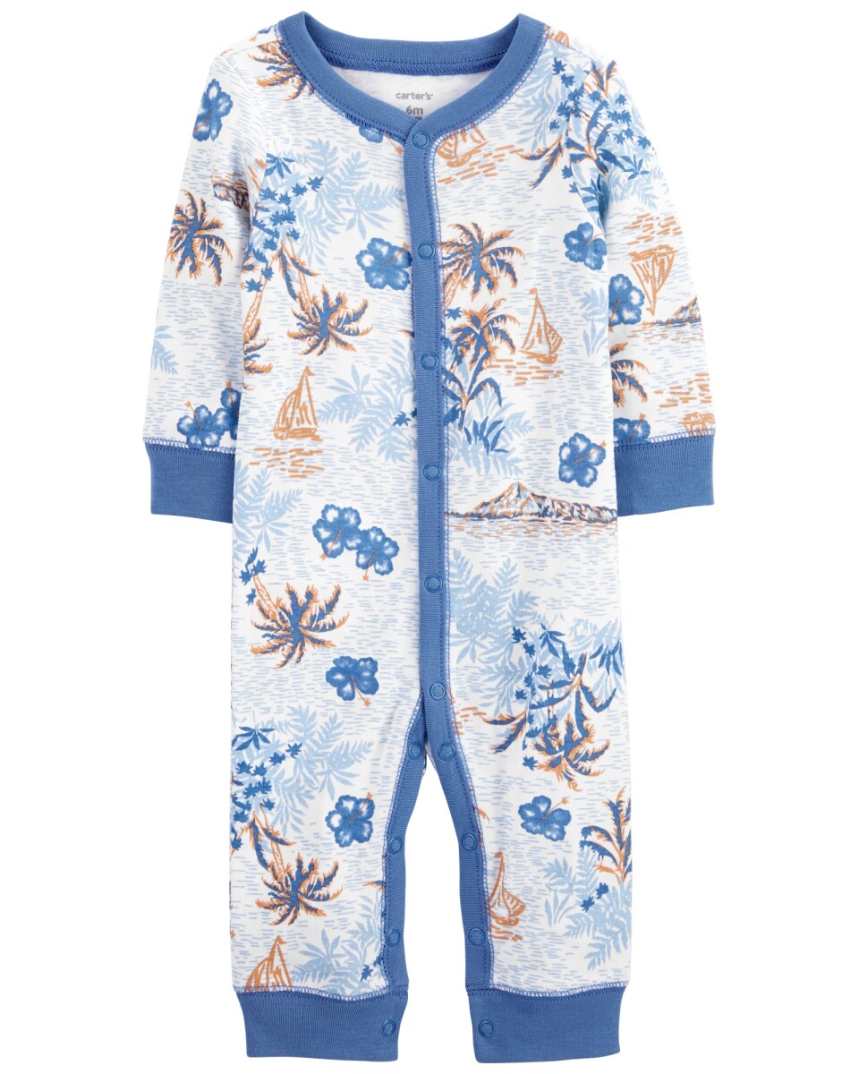 Pijama una pieza de algodón, diseño tropical 