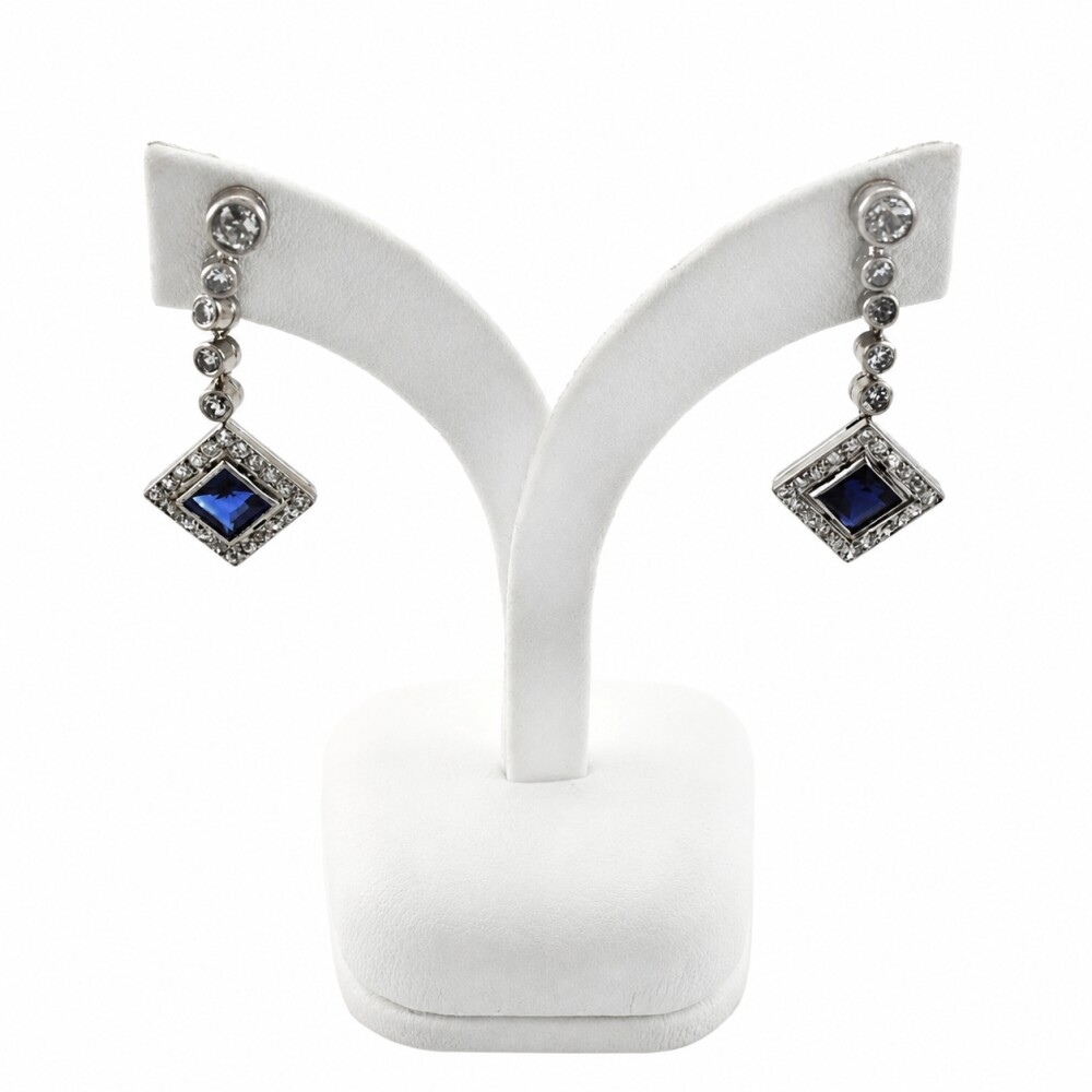 Caravana oro blanco 18K con brillantes y zafiros naturales Caravana oro blanco 18K con brillantes y zafiros naturales