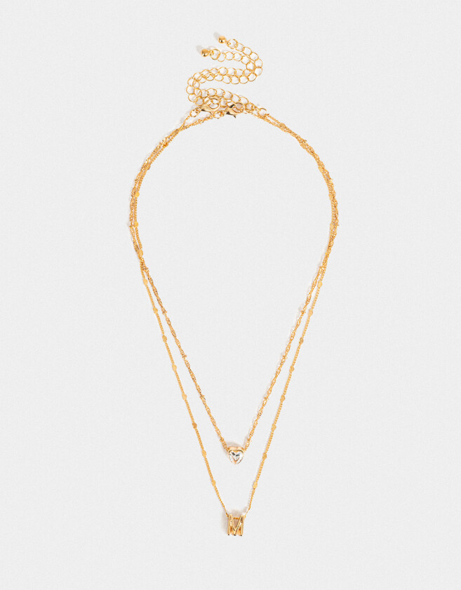 Collares Cortos Con cubic zirconia Collar Corto Cubic Inicial "m" - Dorado