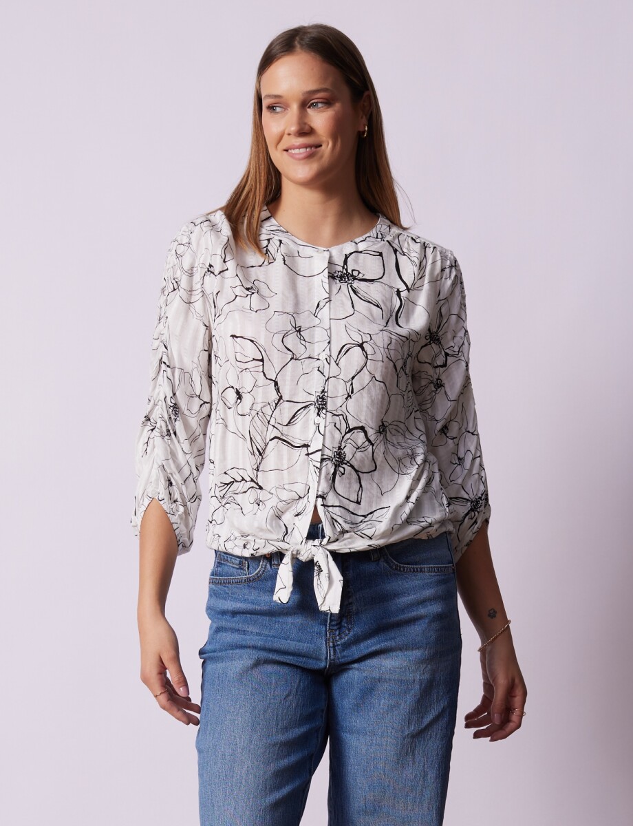 Blusa Botones - Blanco/negro 