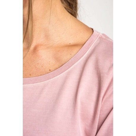 Remera Lavada Manga 3/4 Rosa