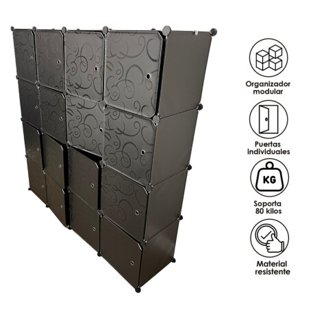 Armario de Plástico Lumax 16 Compartimentos Portátil Negro