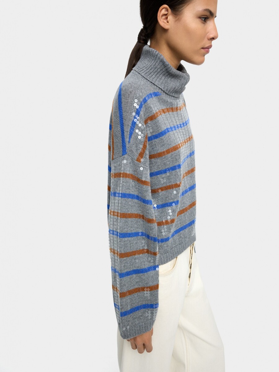 Jersey De Punto A Rayas Con Lentejuelas multicolor