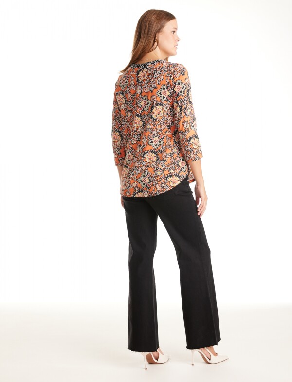 Blusa Flores Paisley ANARANJADO/MULTI