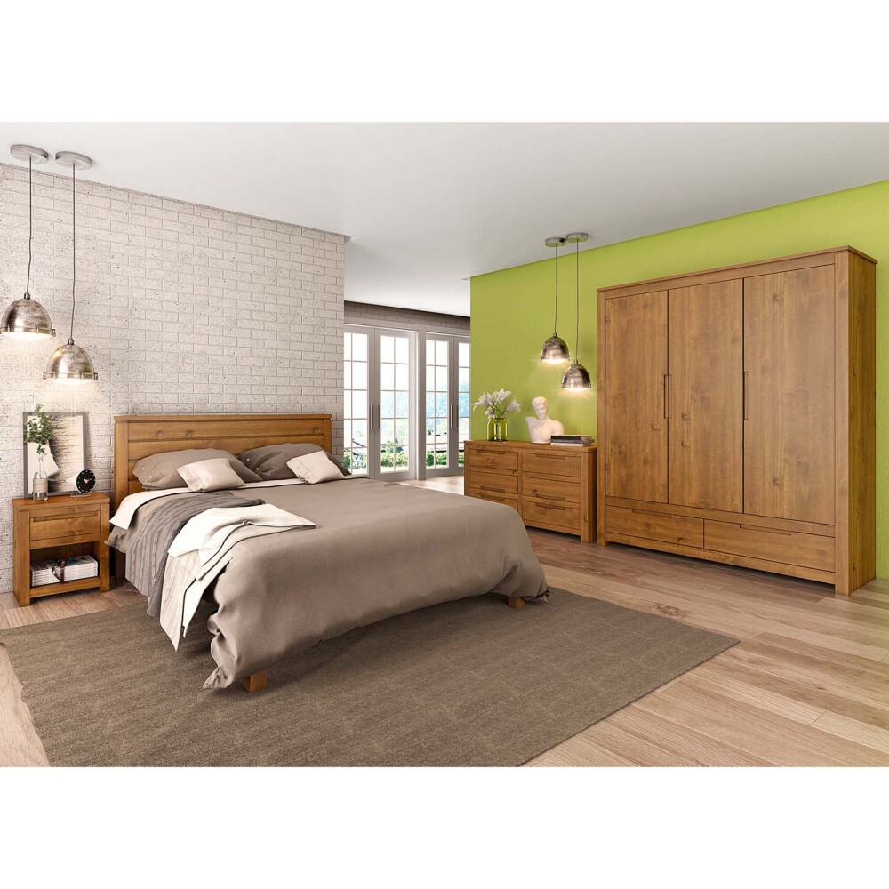 PLACARD ROPERO 3 PUERTAS MADERA NATURAL-BEIGE FRESNO
