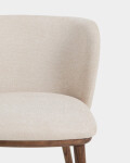 Taburete Ciselia chenilla beige y patas de madera maciza fresno acabado tono nogal FSC Mix Credit 65cm Taburete Ciselia chenilla beige y patas de madera maciza fresno acabado tono nogal FSC Mix Credit 65cm