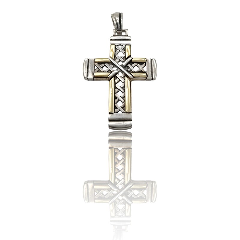 Dije Cruz Labrada-Plata 925 y Oro-Sin Piedra-CP5322 Sinpiedra
