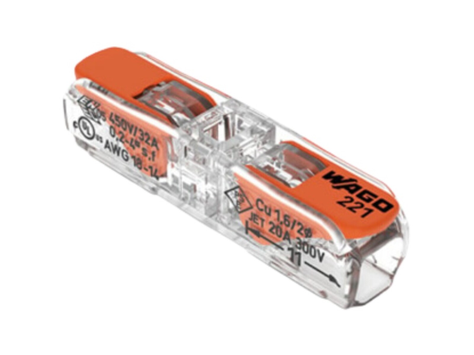 CONECTOR/EMPALME RAPIDO WAGO 221/2411 - 0,5 A 4MM2 - CONEX SERIE 