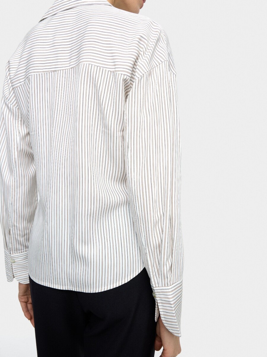 Camisa A Rayas Con Cruzado Y Drapeado multicolor