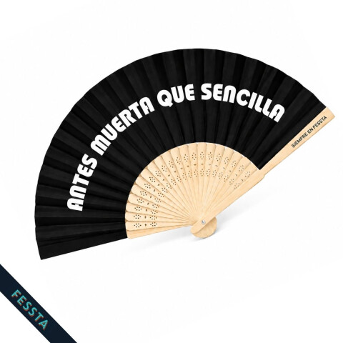 Abanico "Antes muerta que sencilla" Negro