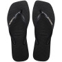 Sandalias Havaianas Slim Square Logo Metallic Mujer Negro/Plata