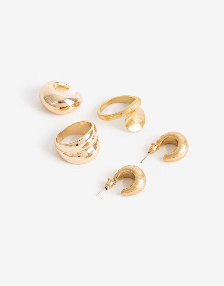 Set Aros, Anillos Y Earcuff Metal 