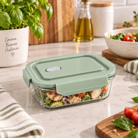 Recipiente Hermético Vidrio Borosilicato 410ml con Tapa Verde