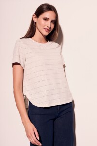 Remera Texturada Manga Corta Gris Melange
