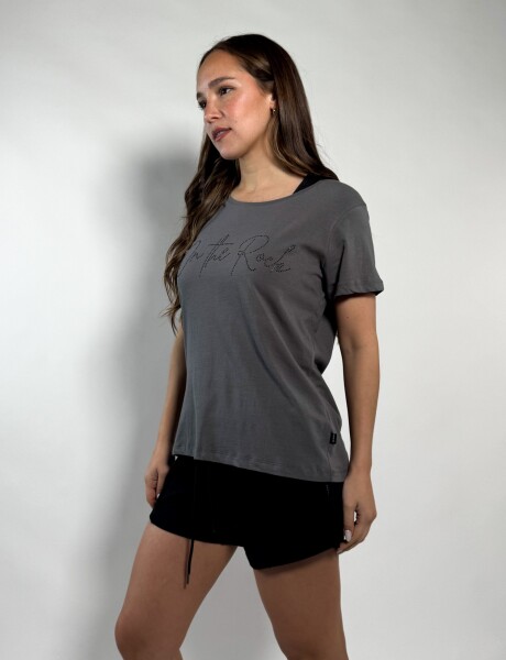 Remera estampada con brillos Brenda Topo