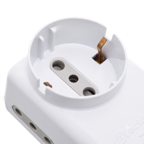 ADAPTADOR TRIPLE SCHUKO +2USB 2.1A Adaptador Triple Schuko + 2 Tomas + 2 USB 2.1A Blanco