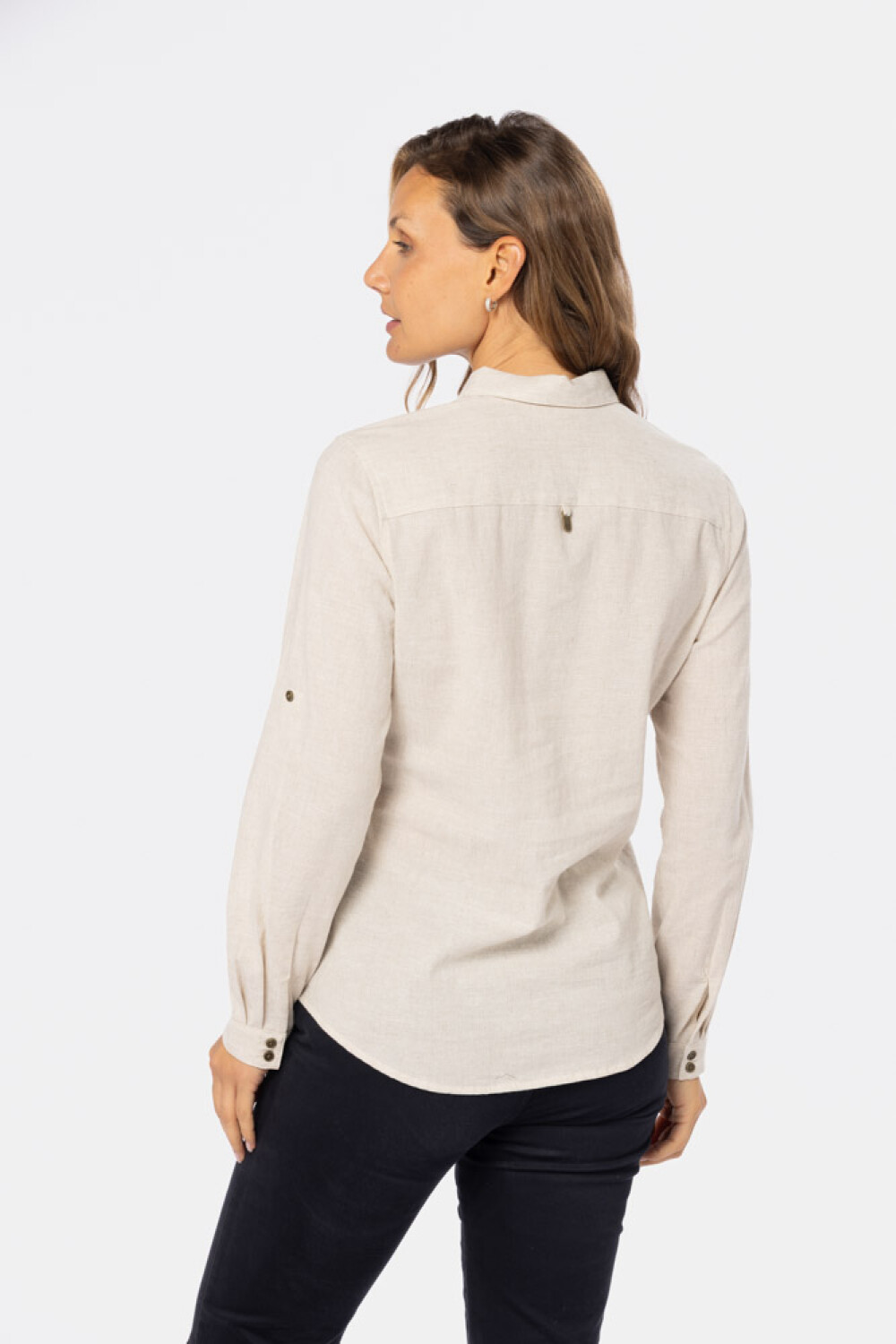 CAMISA DE LINO MEDIO BOTÓN Beige