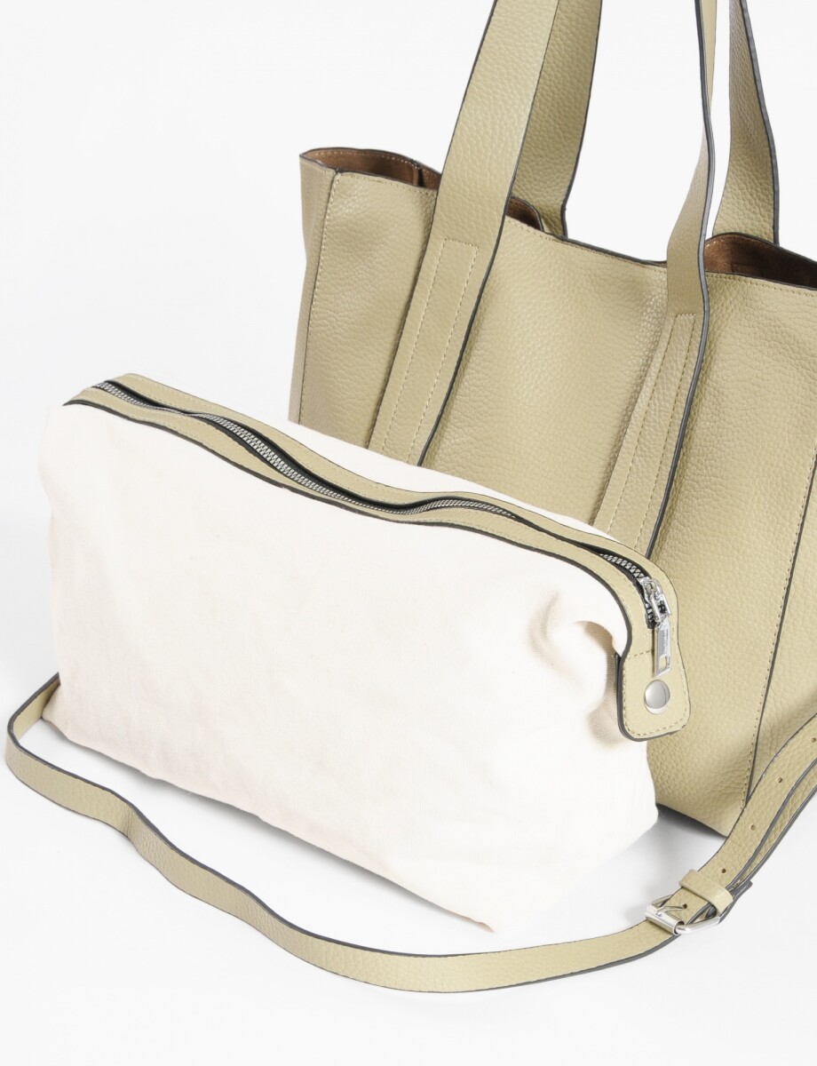 Shopper con pespuntes - verde musgo 