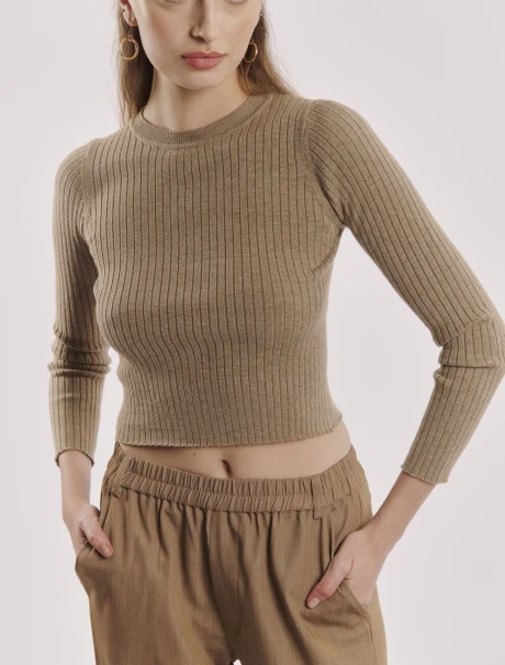 Remera rib beige
