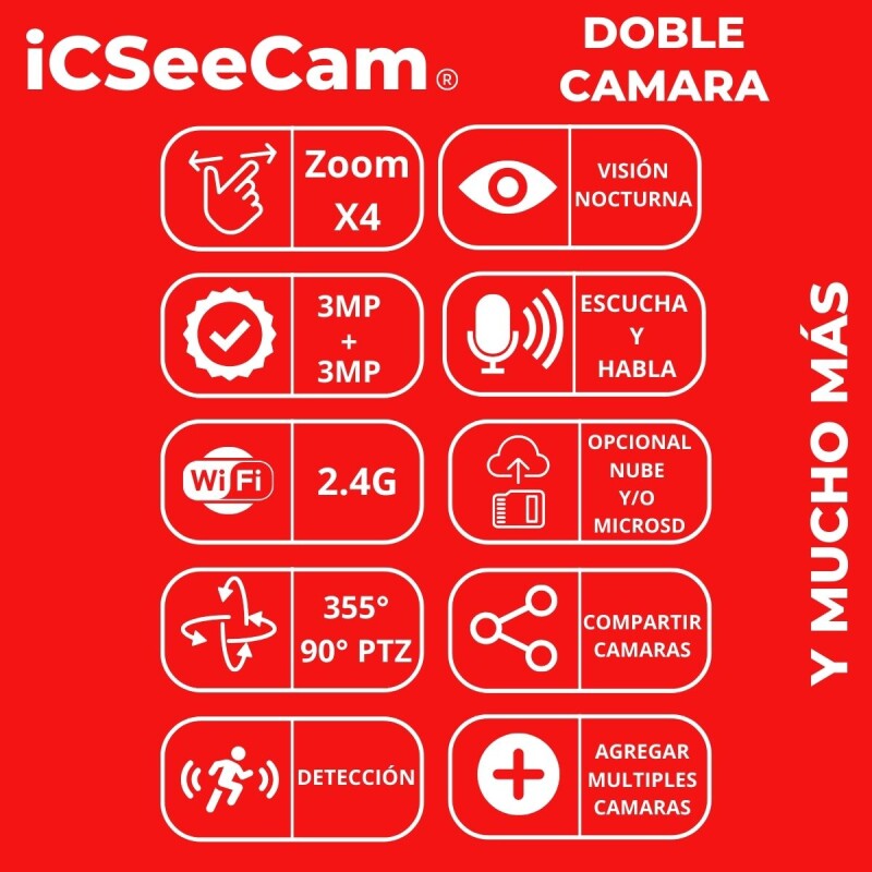Cámara Seguridad Wifi Exterior Doble Lente 3mp Icseecam Cámara Seguridad Wifi Exterior Doble Lente 3mp Icseecam