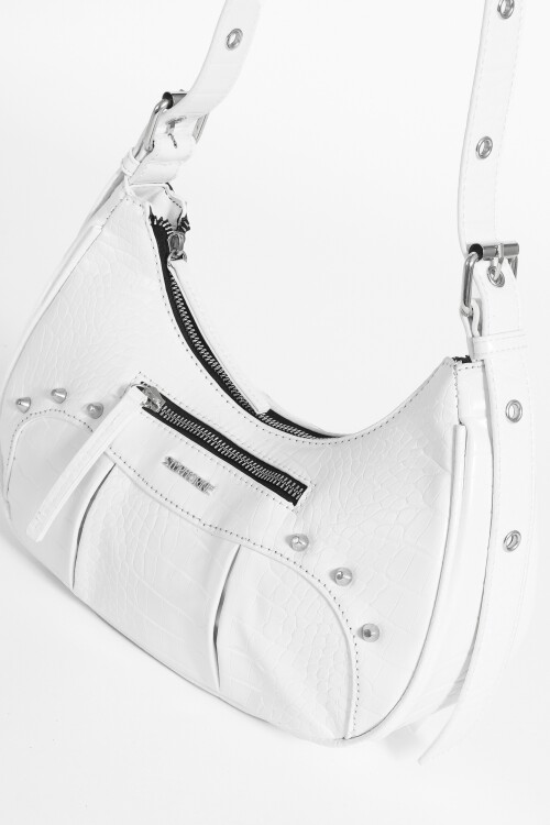 Bandolera croco con cierre blanco