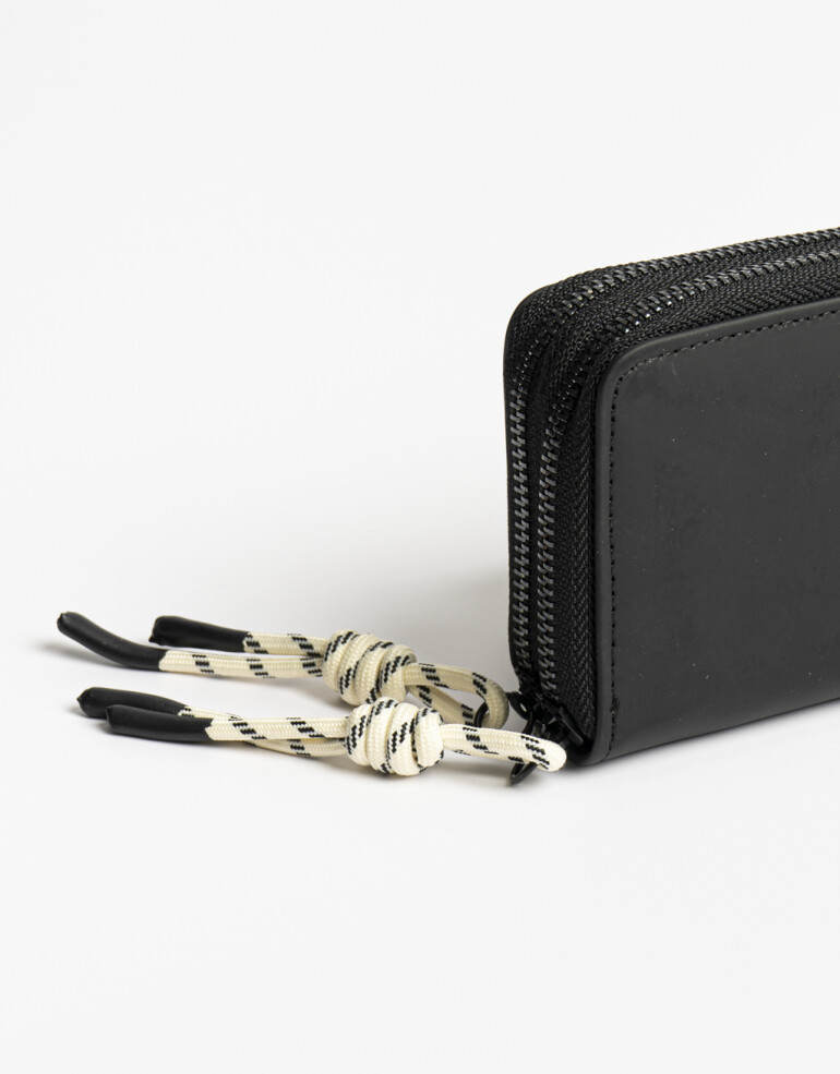 Billetera Zip Round Billetera De Cuerina Con Doble Cierre - Negro