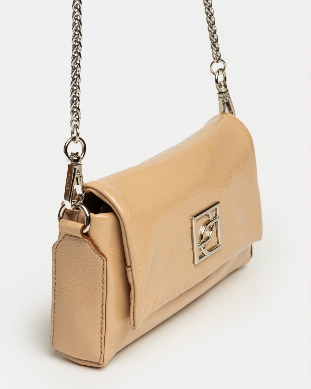 Mini bag Bloom en cuero charol arrugado Camel Niquel