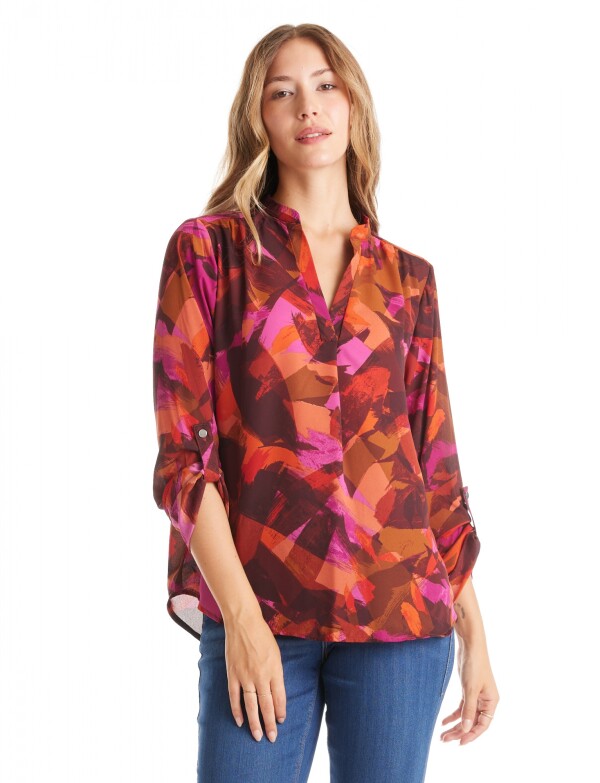 Blusa Gasa Print MULTI/MARRON