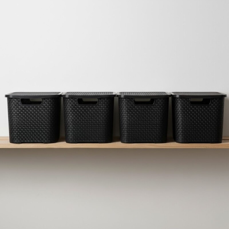 Set x4 caja ratán 20 lts NEGRO