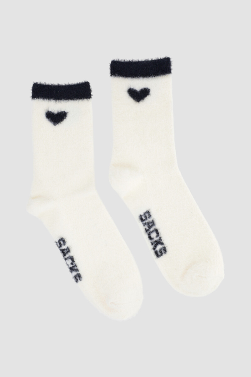 Medias chenille fur love 1/2 caña - Blanco 