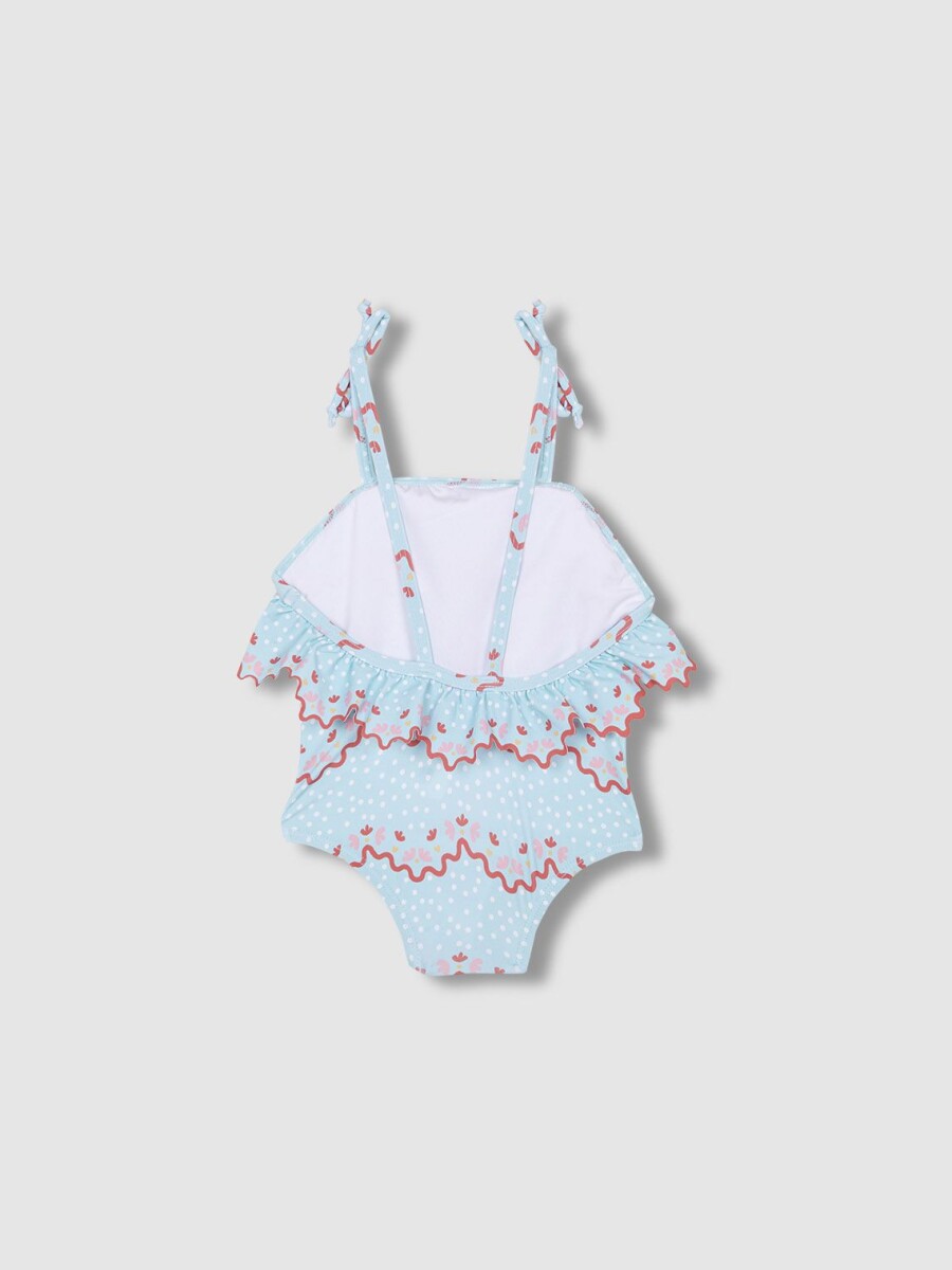 Bañador Estampado Ondas Azul Talco
